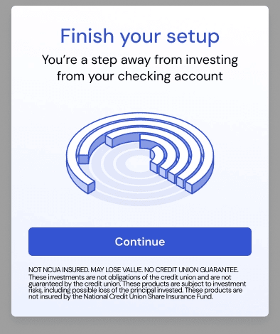 Example State 2 tile: "Finish your setup" messaging with a "Continue" button